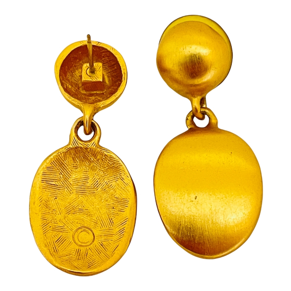 Vintage ANNE KLEIN gold modernist earrings